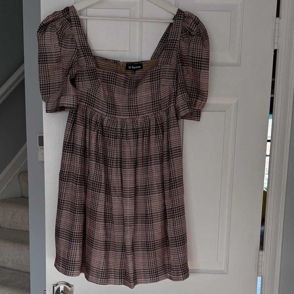 En Saison Pink Plaid Mini Dress